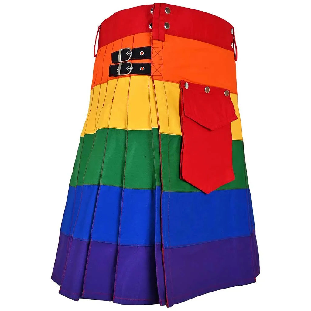 Hybrid Cargo Kilt Rainbow Round Pleated