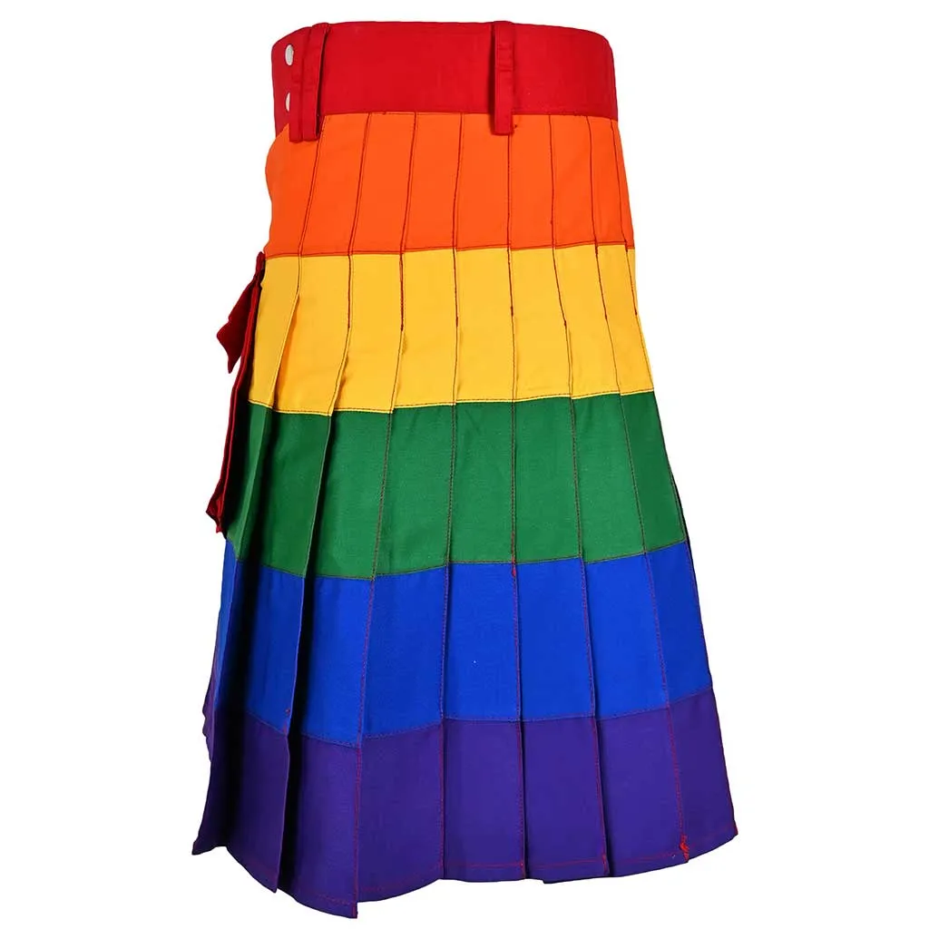 Hybrid Cargo Kilt Rainbow Round Pleated