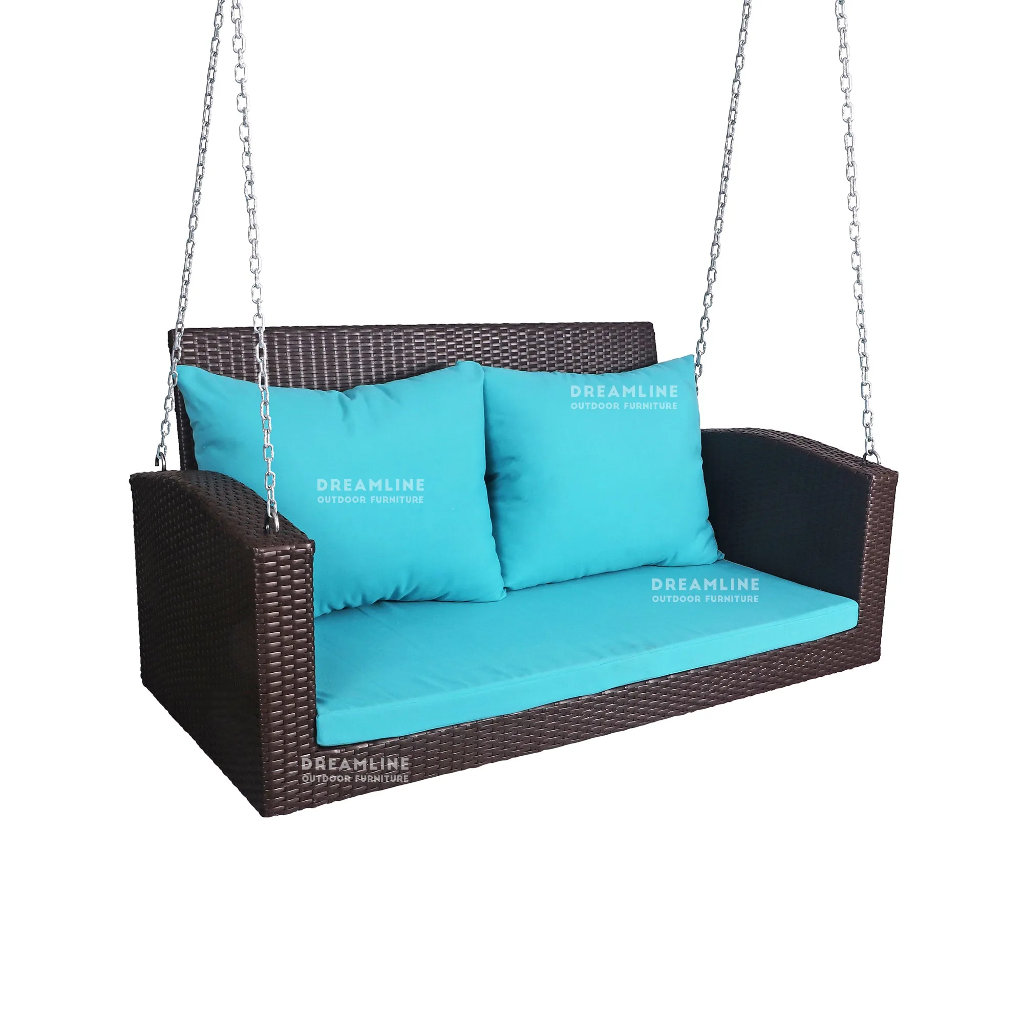 Jero Double Seater Hanging Swing Without Stand For Balcony , Garden Swing (Brown   Sky Blue)