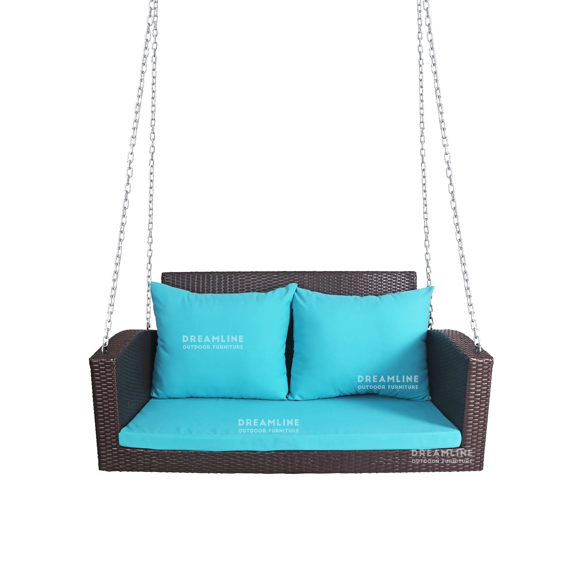 Jero Double Seater Hanging Swing Without Stand For Balcony , Garden Swing (Brown   Sky Blue)
