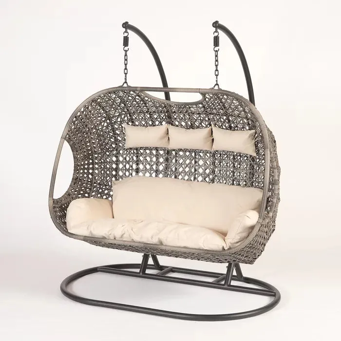 KASA Three Seater Hanging Swing With Stand For Balcony , Garden Swing (Golden)