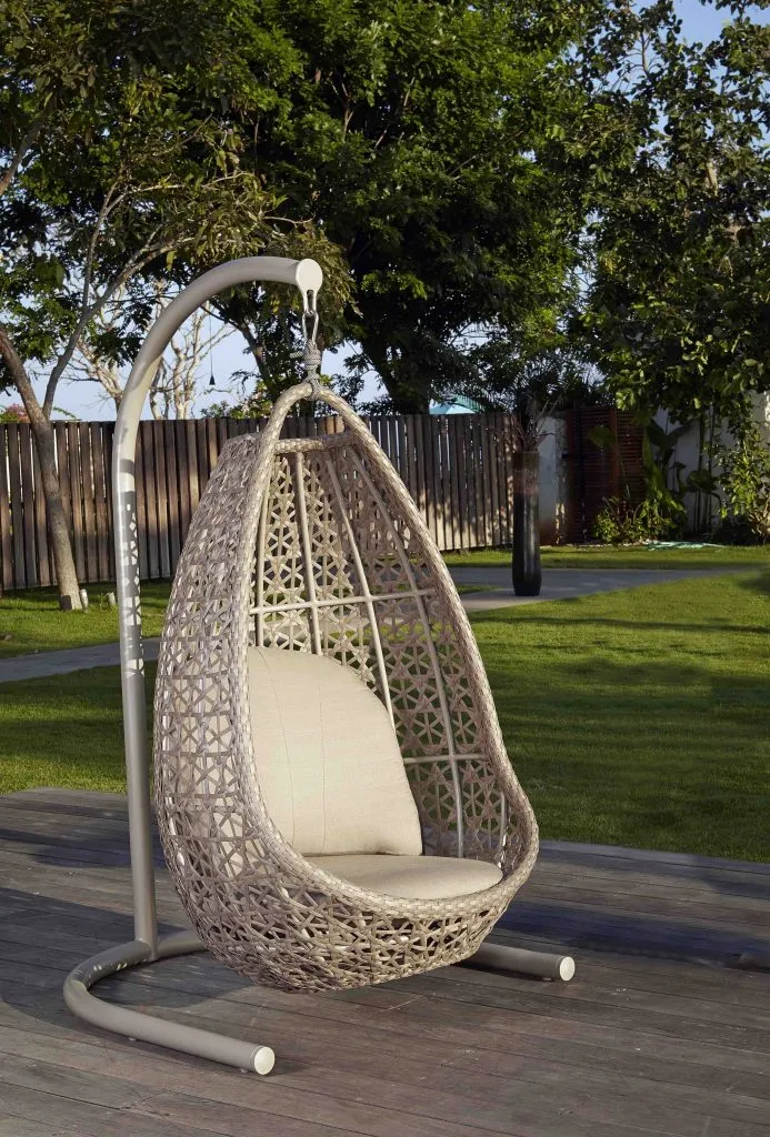 Lorenzo Single Seater Hanging Swing With Stand For Balcony , Garden Swing (Silver)