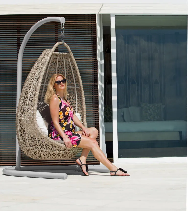 Lorenzo Single Seater Hanging Swing With Stand For Balcony , Garden Swing (Silver)