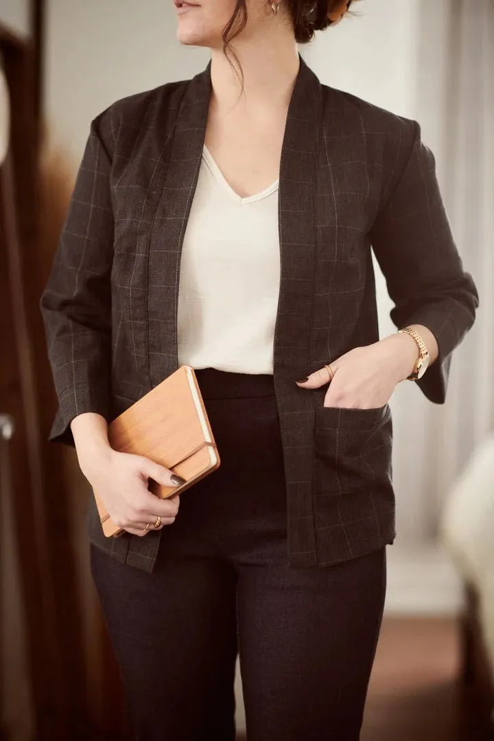 Meemoza Reclaimed Wool Cardigan (Charcoal Check)