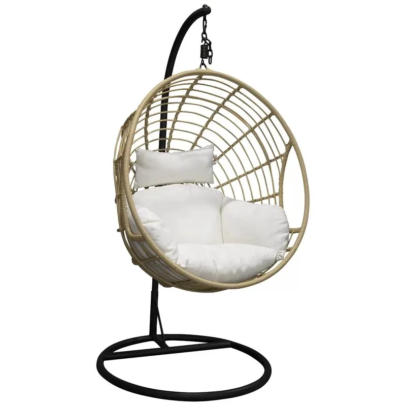 Montalti Single Seater Hanging Swing With Stand For Balcony , Garden Swing (Gold)