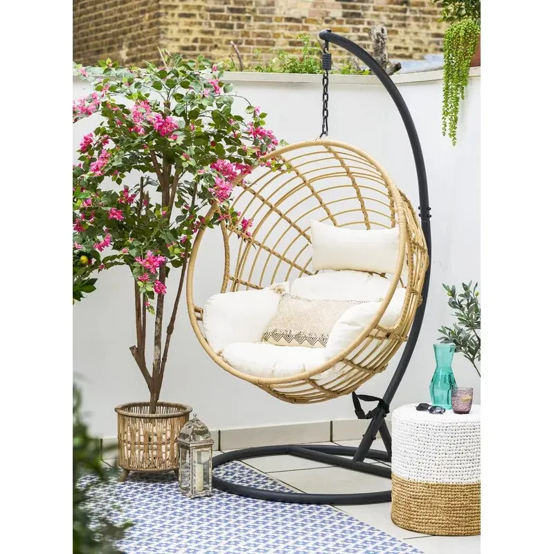 Montalti Single Seater Hanging Swing With Stand For Balcony , Garden Swing (Gold)