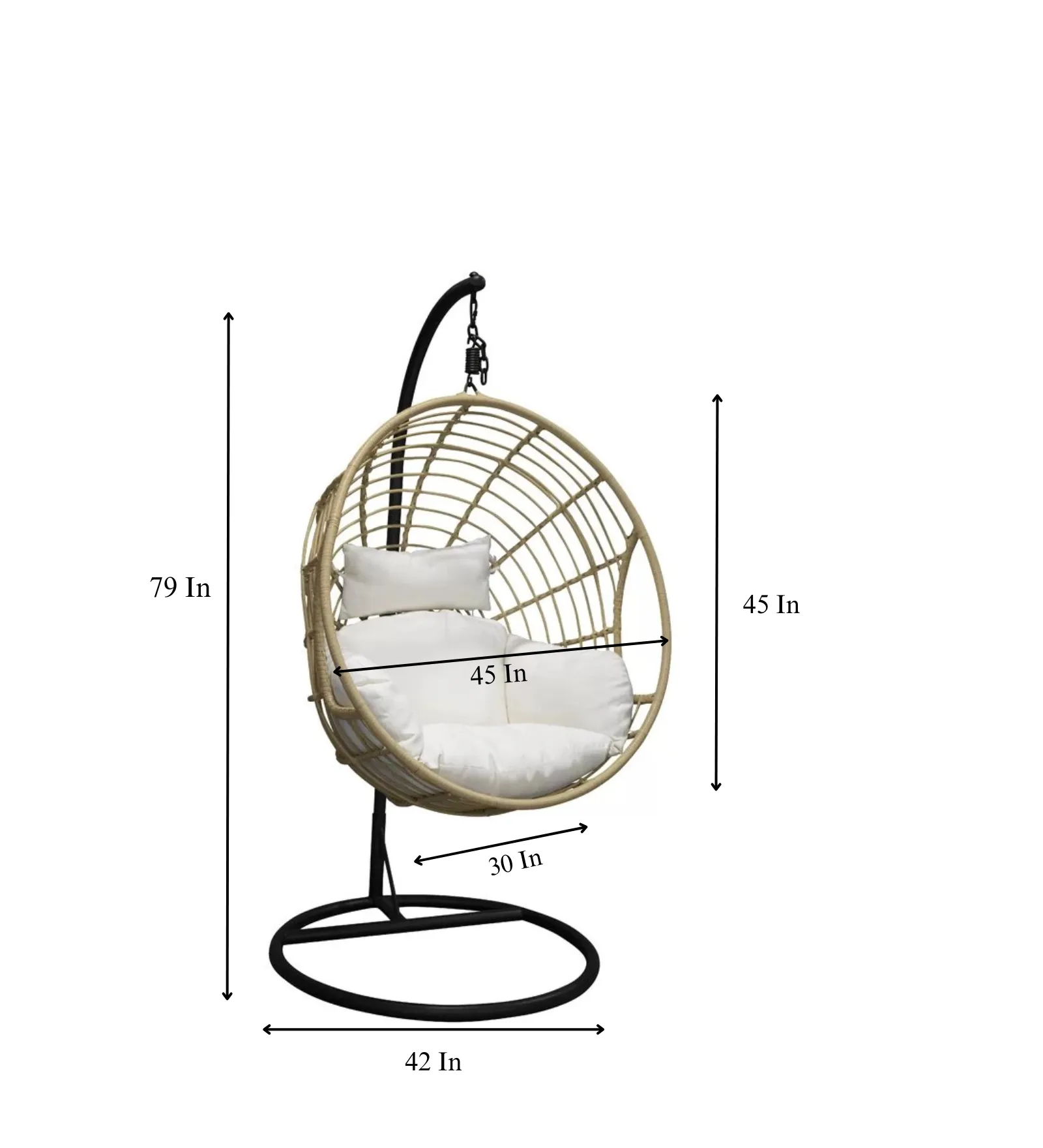 Montalti Single Seater Hanging Swing With Stand For Balcony , Garden Swing (Gold)