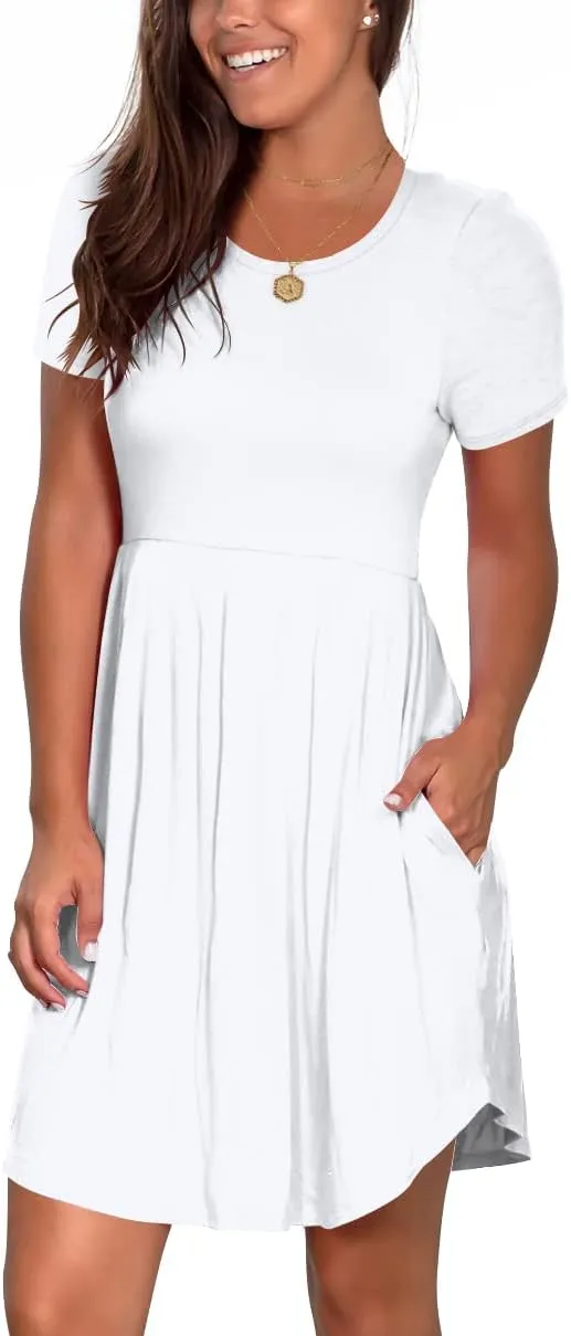 Nova In Sky Women's 2025 Casual Dresses Short Sleeve Summer Dress Loose Fit Sundress with Pockets