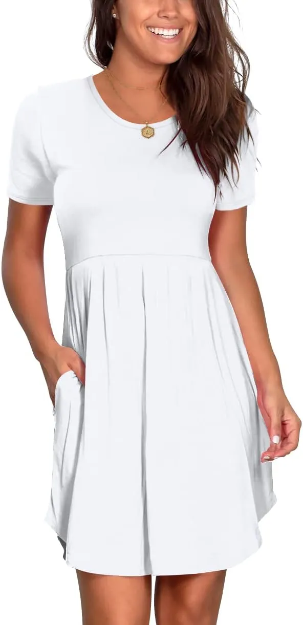 Nova In Sky Women's 2025 Casual Dresses Short Sleeve Summer Dress Loose Fit Sundress with Pockets
