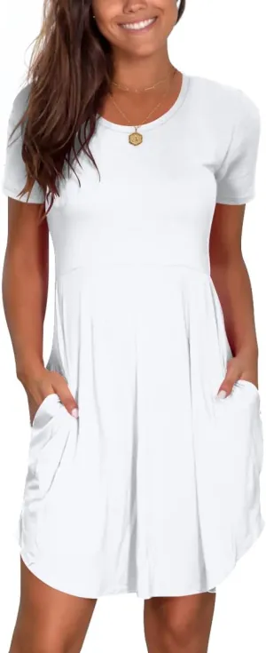 Nova In Sky Women's 2025 Casual Dresses Short Sleeve Summer Dress Loose Fit Sundress with Pockets