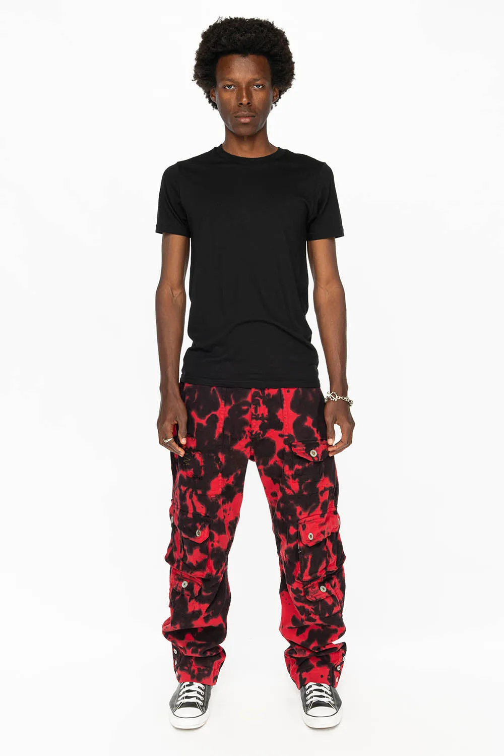 ORIGINAL ROBIN’S JEAN CALL OF DUTY CARGO PANTS IN BLACK/RED SPECIALTY WASH