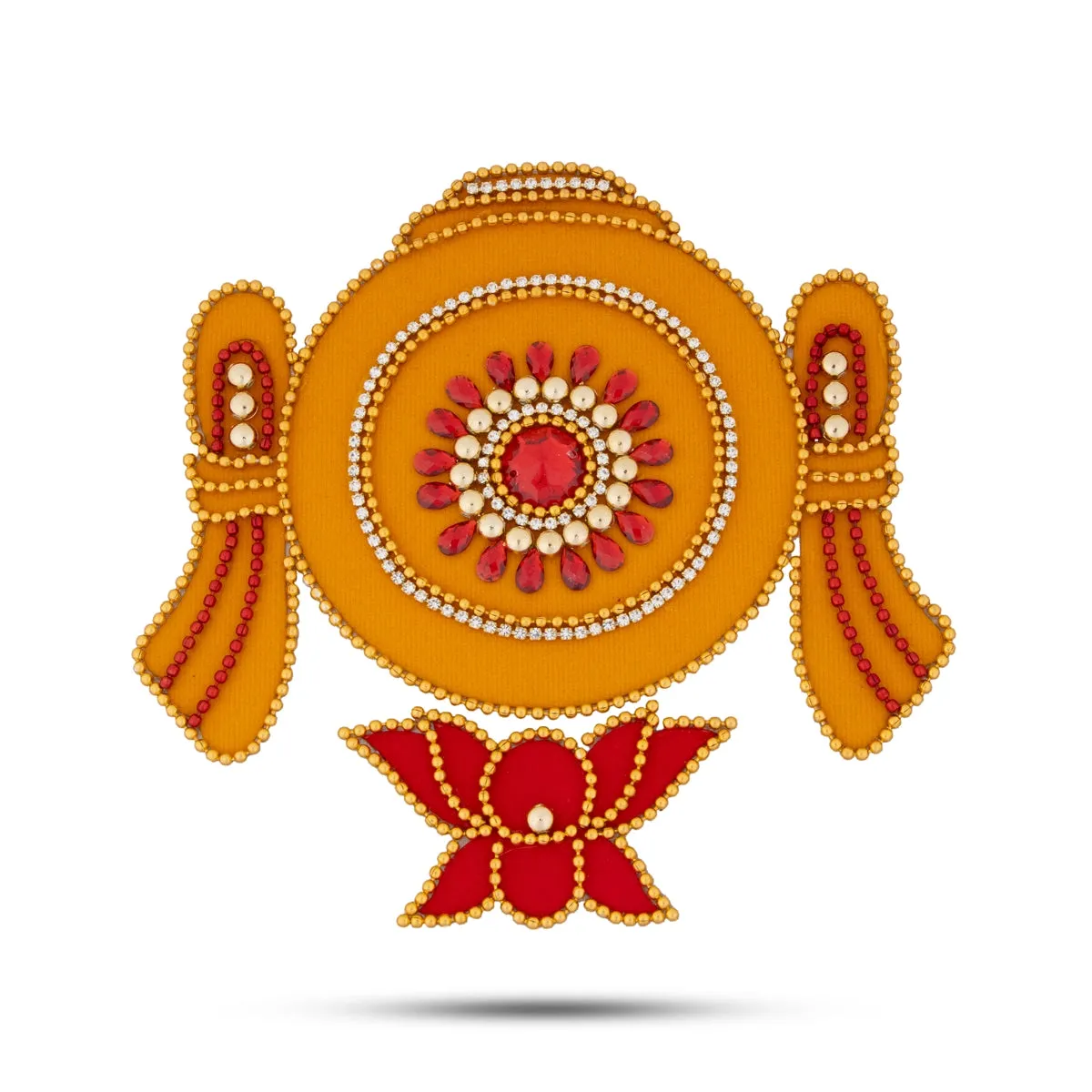 Rangoli Design - 5 x 4.5 Inches | Velvet Kolam Sticker/ Shanku Chakra Namam Design Muggu Sticker for Home Decor