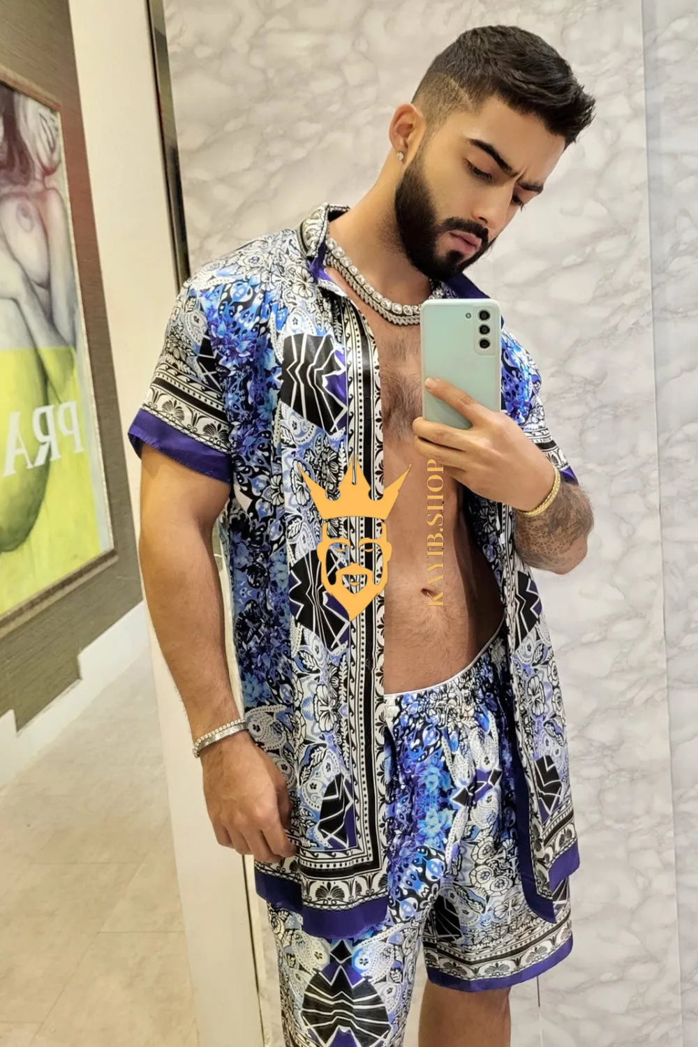Silk Short Set - Embrace Comfort and Luxury with our Handmade Paisley Patterned Pajamas - Get the Ultimate Personalized Experience!