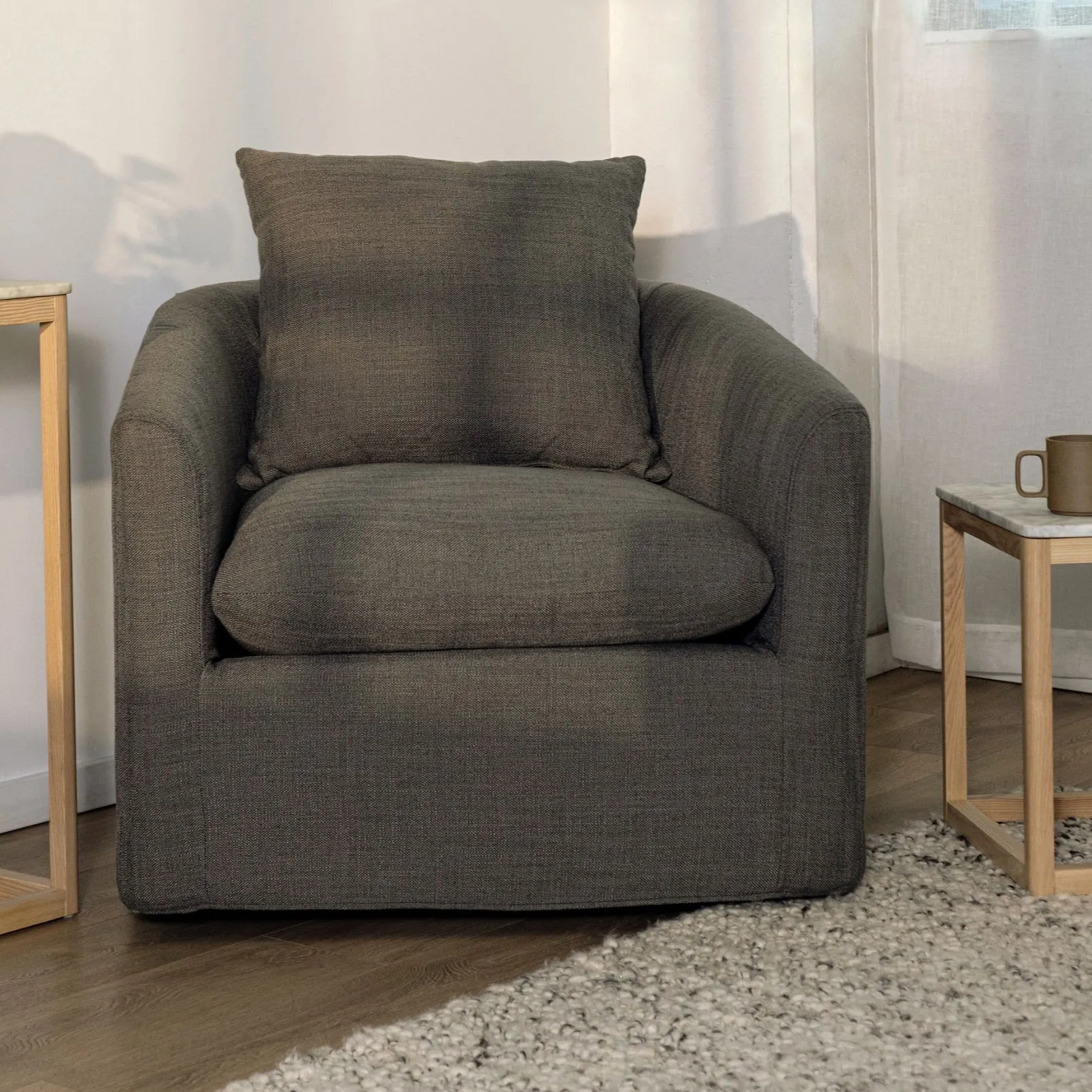 Sink In Swivel Lounge Chair, Slate