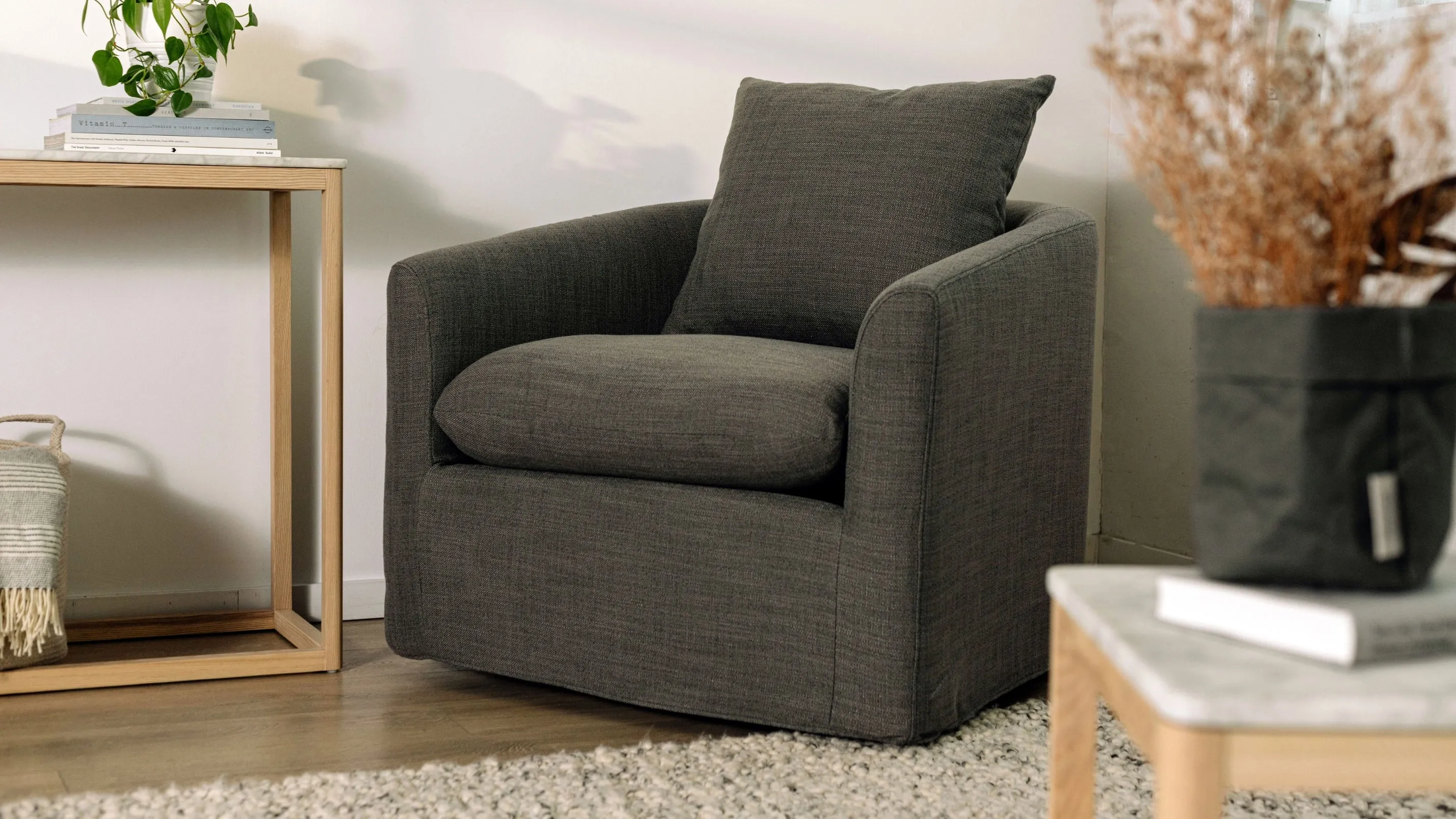 Sink In Swivel Lounge Chair, Slate
