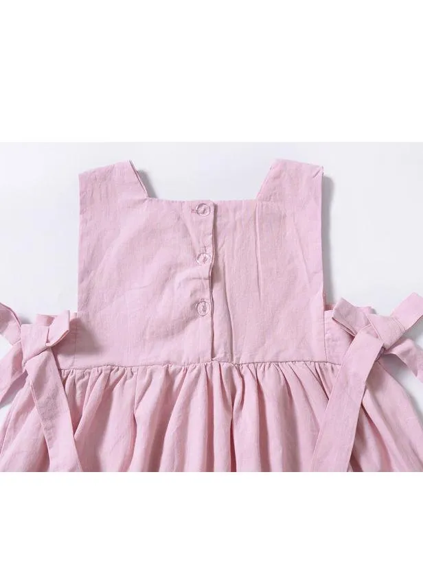 Trendy Bowknot Toddler Girl Pink  Sleeveless Lace Dress