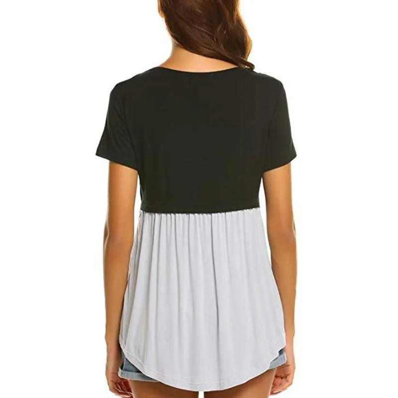 Trendy Color-blocked Maternity Nursing Tee