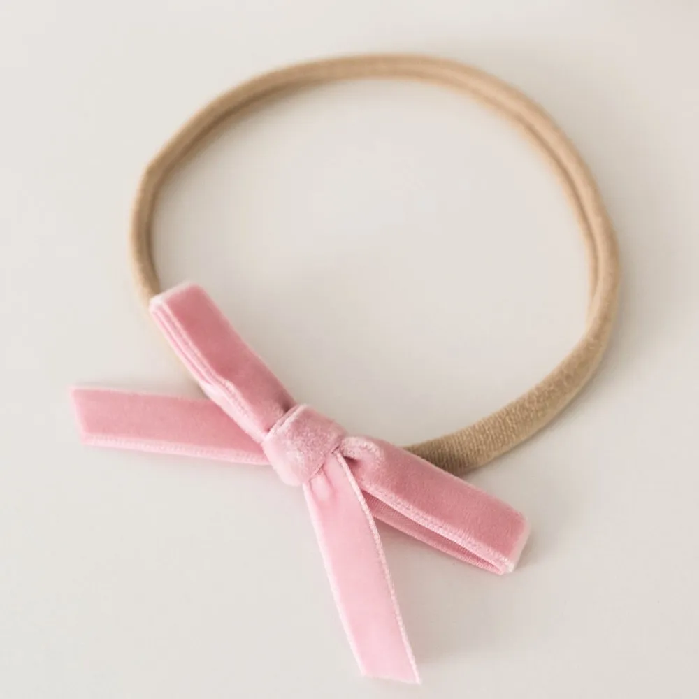 Velvet Petite Bow - Rose Pink