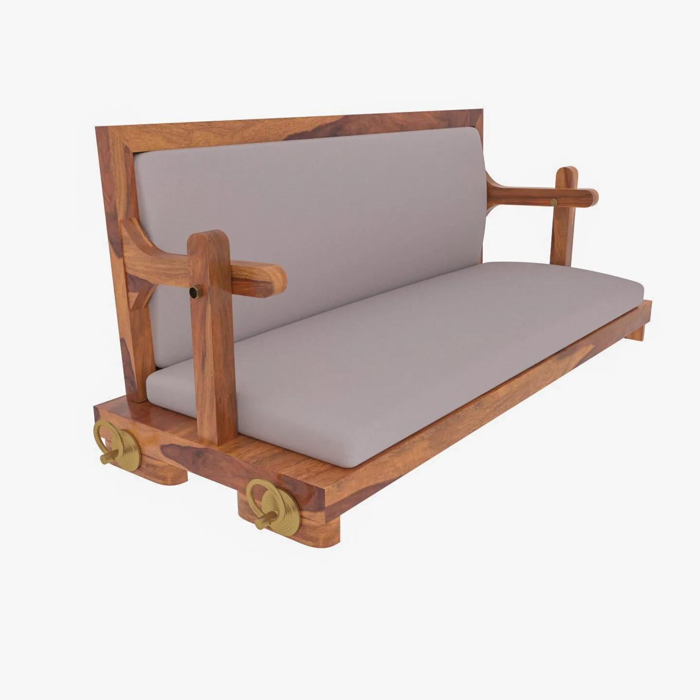 Vintage White Upholstered Simple Handmade Wooden Swing for Home