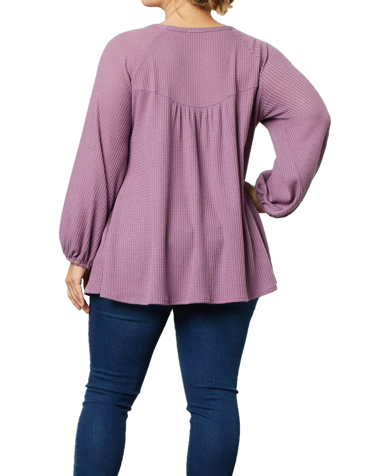 Whimsical Waffle Soft Knit Top | DUSTY LILAC