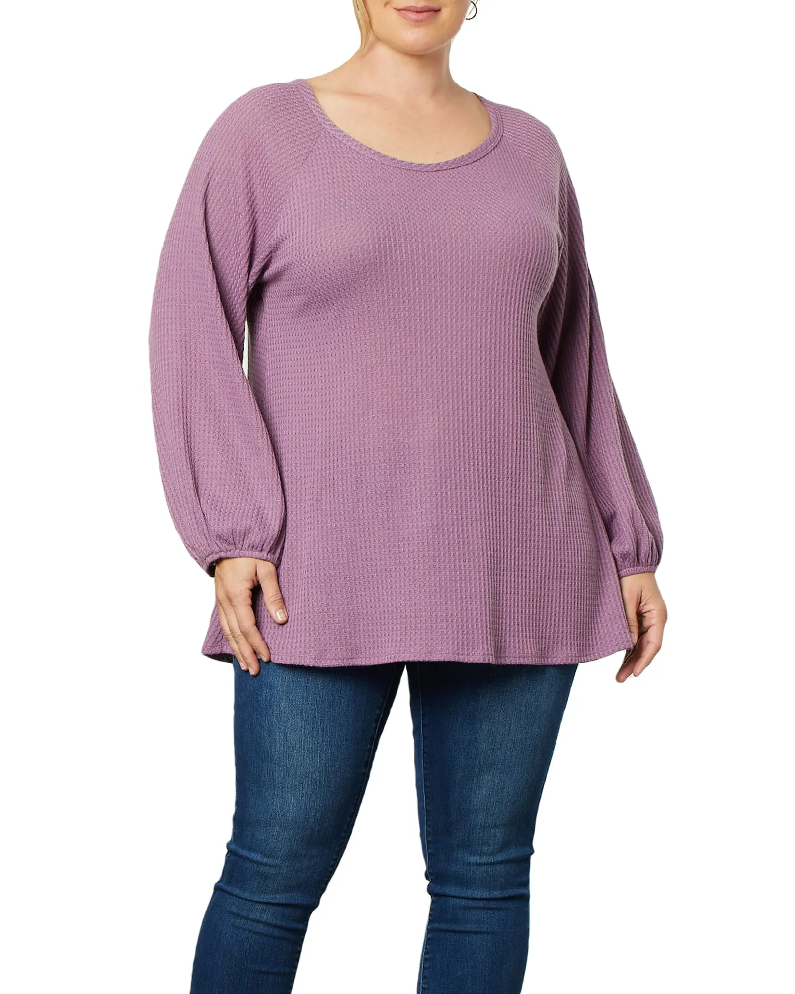 Whimsical Waffle Soft Knit Top | DUSTY LILAC